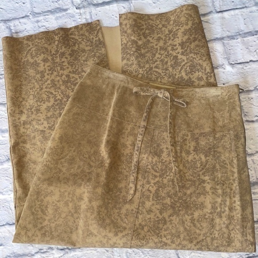 Vintage Jones New York Country Damask Paisley Pattern Long Suede Leather Skirt